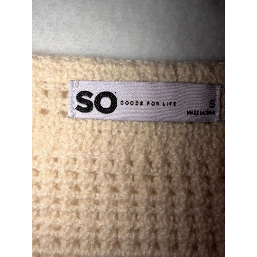 SO Goods For Life Floral Crochet Cardigan Sweater Cream Purple Teal Womens Small